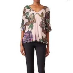 Badgley Mischka Floral Blouse in Pink and Purple